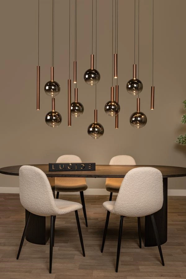 Lucide Premium JASMINE - Suspension - LED Dim. - CCT - 14x4,4W 2200K/3300K - Cuivre - ambiance 1